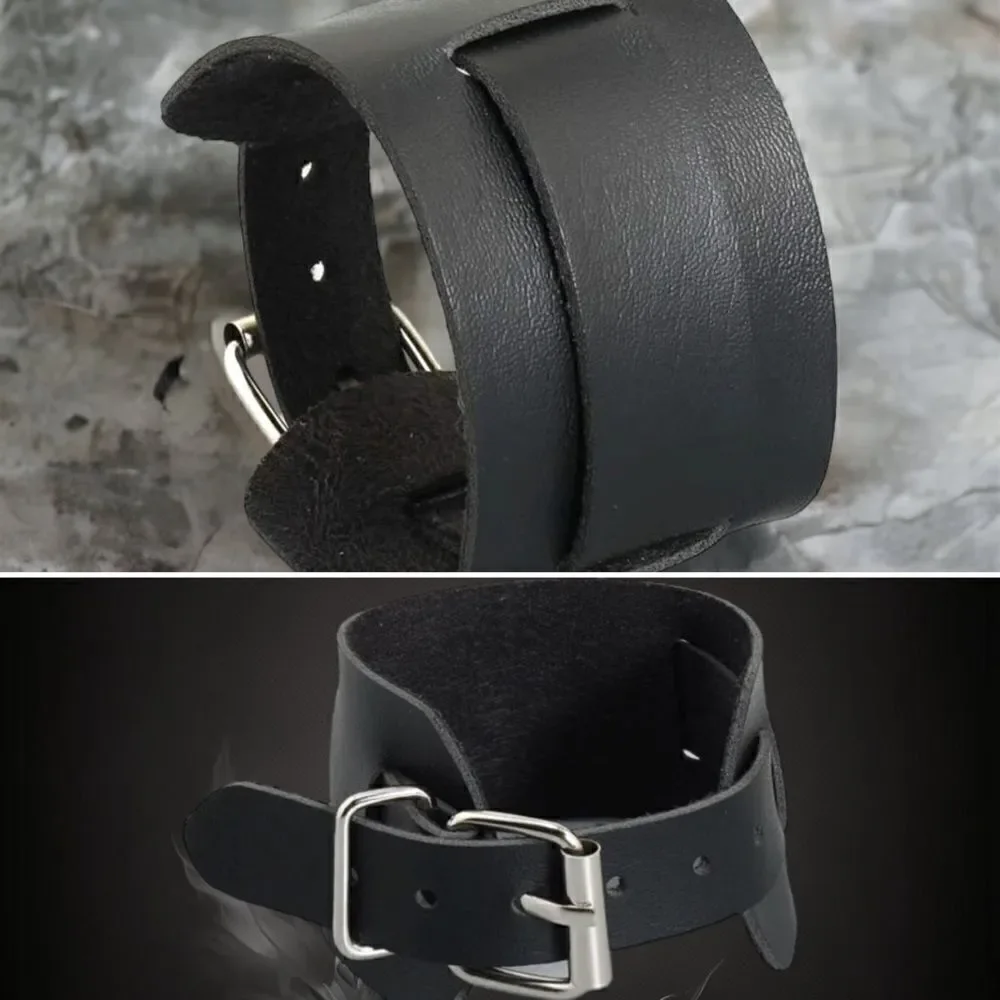 Men’s l Basic Black l Leather Wristband l New